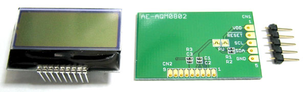 I2C接続小型LCDモジュール用ピッチ変換基板