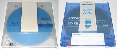 DVD-RAMカートリッジに入れたBlu-rayディスク
