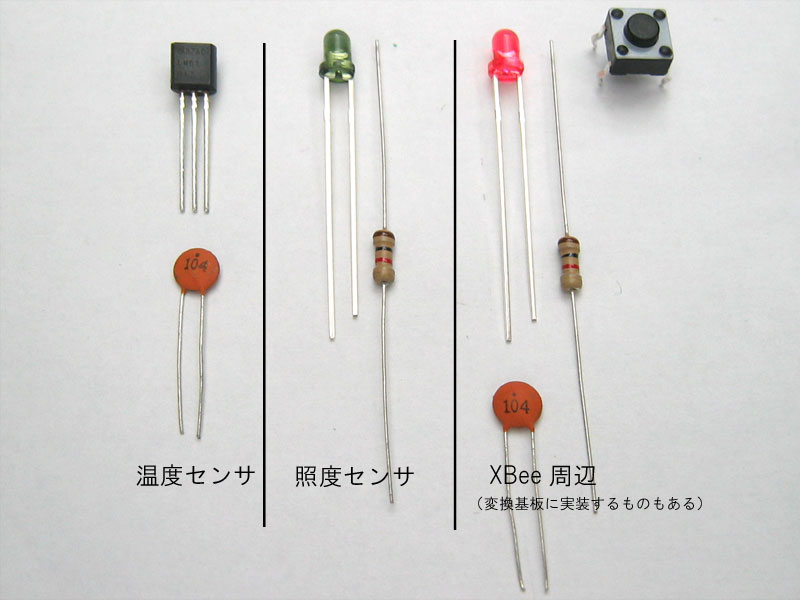 XBee ZigBee 温度・照度センサ使用する部品